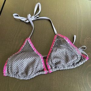 Triangle Mesh Bikini Top | Women's Pink & Gray Size Medium